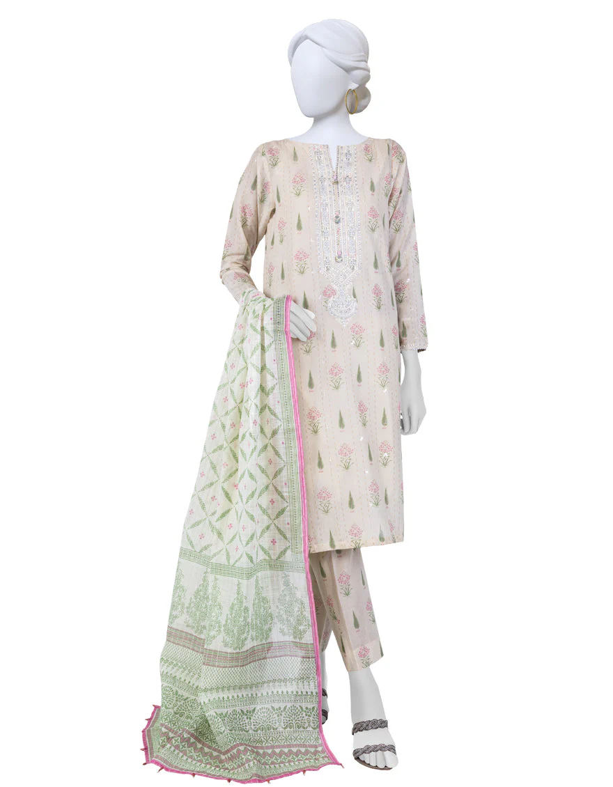 CREAM LAWN 3PC STITCHED | JLAWN-S-US-23-195/S ALVIA