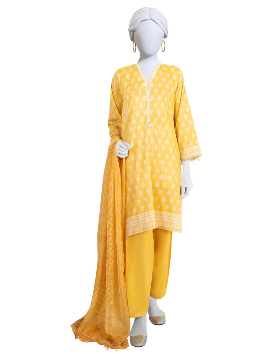 YELLOW LAWN 3PC STITCHED | JLAWN-S-US-23-202/S STAR