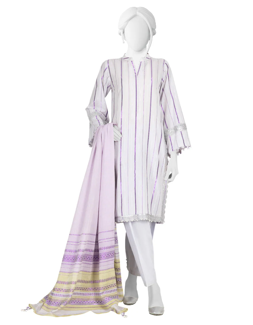 PURPLE JACQUARD 3PC STITCHED | JLAWN-S-US-23-224/S NAVNET