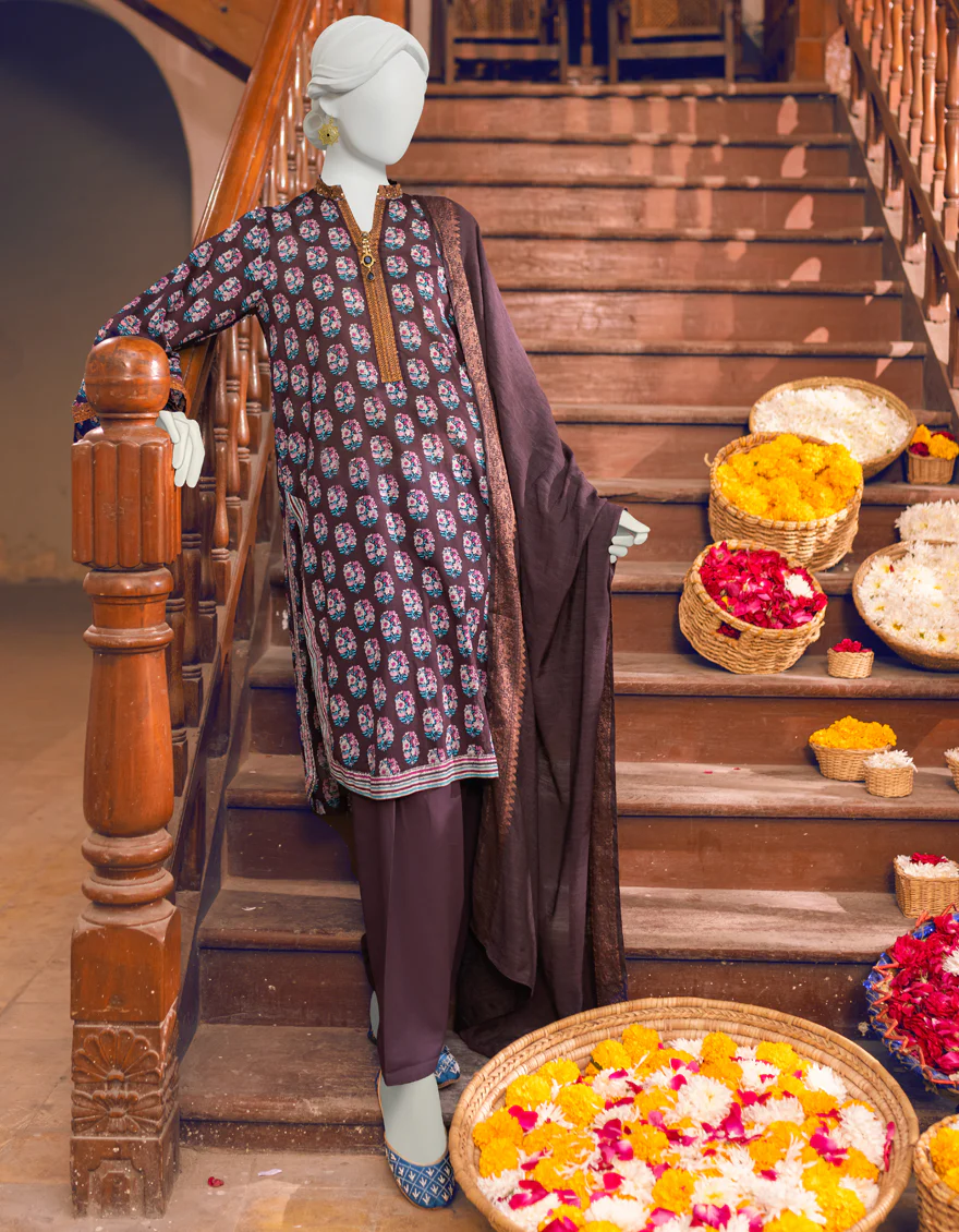 MULTICOLOR LAWN 3PC UNSTITCHED | JLAWN-S-US-23-265 HEREN