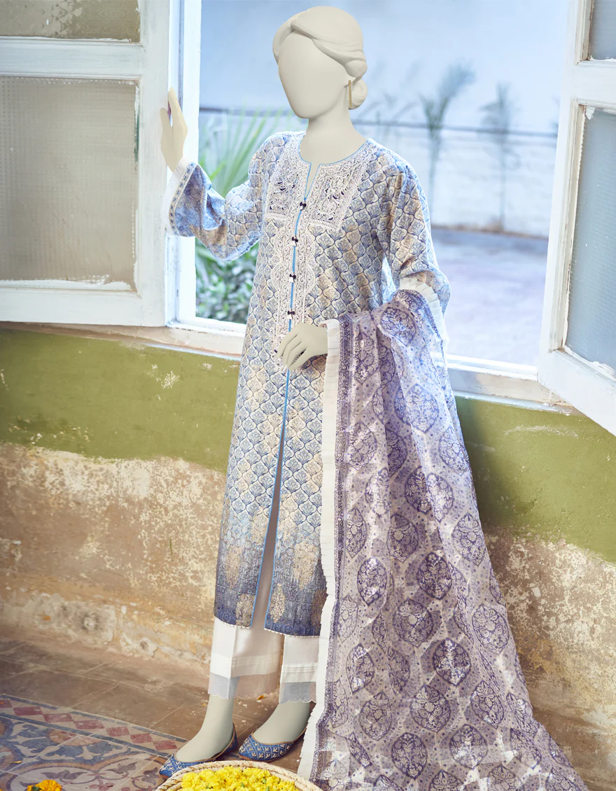 BLUE LAWN 3PC UNSTITCHED | JLAWN-S-US-23-298 NEEL