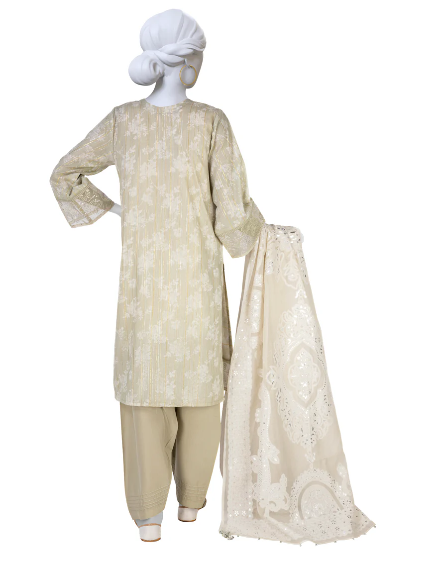 SAGE GREEN LAWN 3PC UNSTITCHED | JLAWN-S-US-23-414 NAZM E ZARI-1 - Image 2