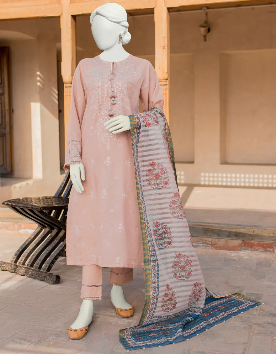 TEA PINK 3PC UNSTITCHED | JLAWN-S-US-23-418 GULBAHAR-BEY