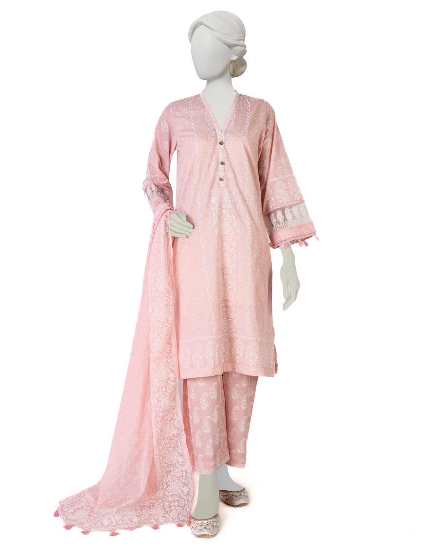 PINK LAWN 3PC STITCHED | JLAWN-S-US-23-425/S KANTHA KARI-2
