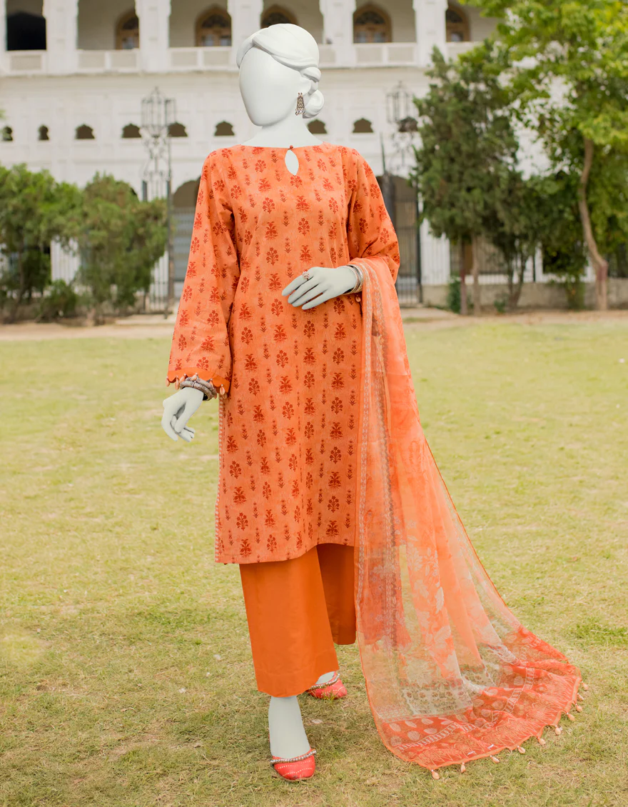 ORANGE LAWN 3PC UNSTITCHED | JLAWN-S-US-23-479 ROZMARRA-1