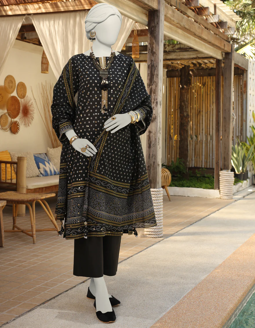 BLACK 3PC UNSTITCHED | JLAWN-US-24-067