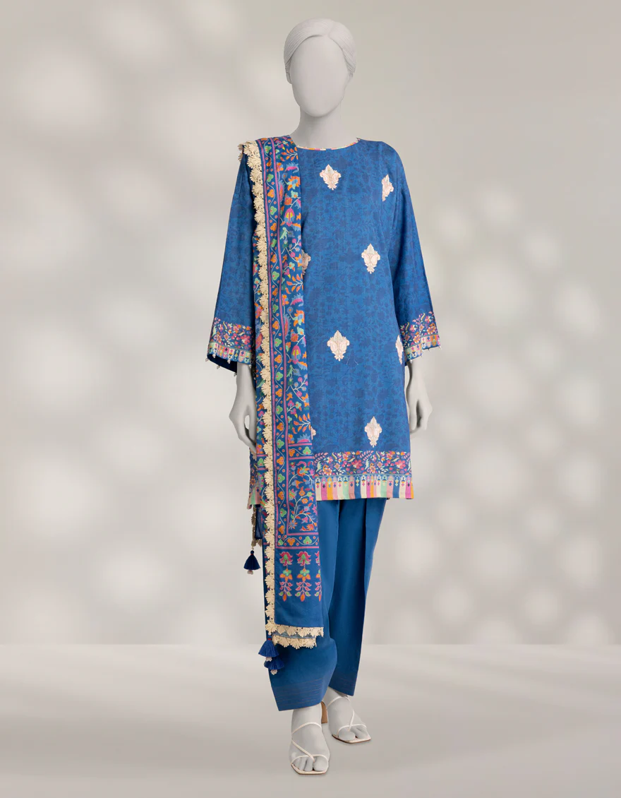 BLUE PASHMINA 3PC UNSTITCHED | JLAWN-W-25-3600 KANI PASHMINA-2