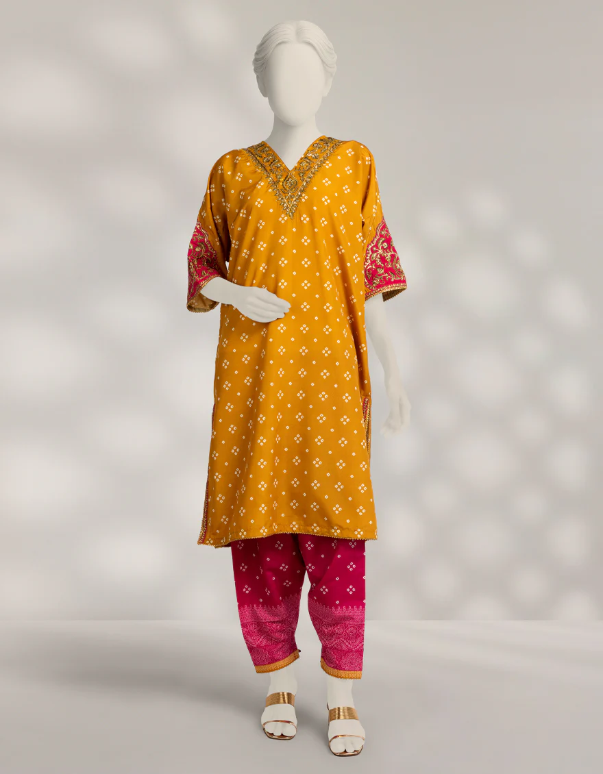 YELLOW RAW SILK 2PC STITCHED | JLAWN-W-JST-25-2251/S CHUNRI-2