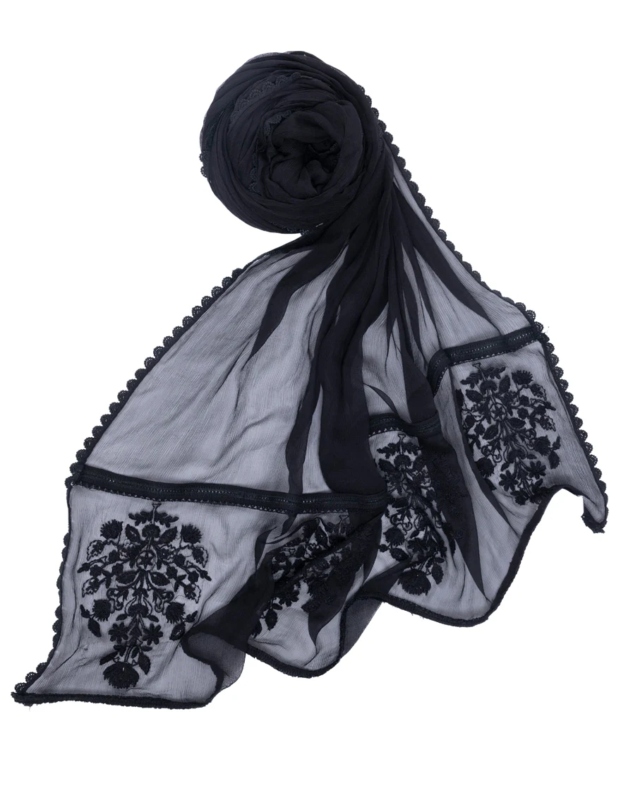 BLACK CHIFFON DUPATTA | JLDP-S-24-2634 FB/MONOCHROME-05