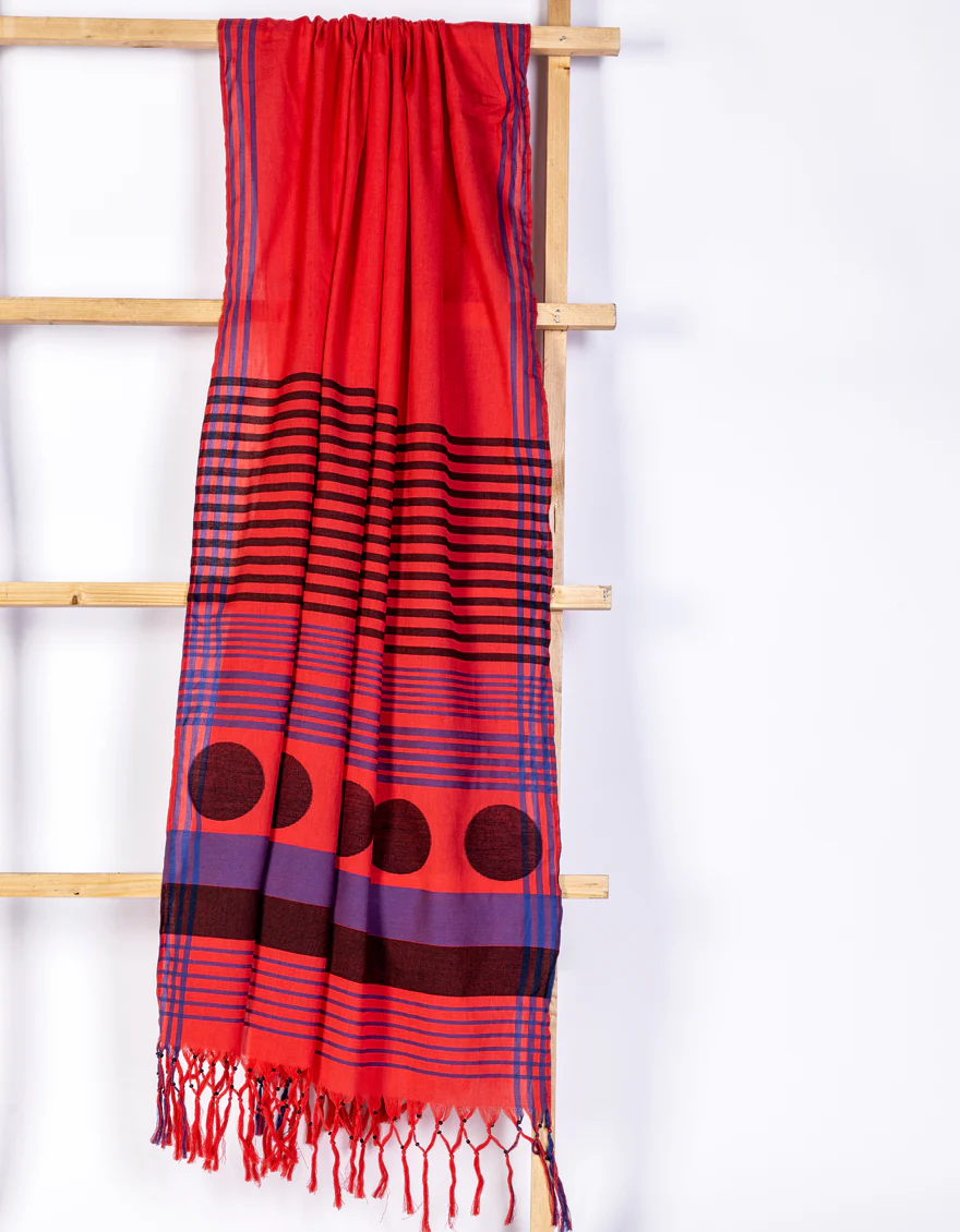 RED JACQUARD DUPATTA | JLDP-S-25-2669 FB/DP-012