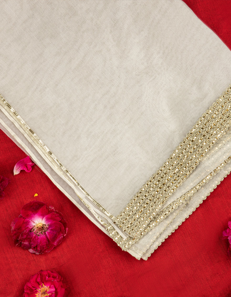 WHITE ORGANZA DUPATTA | JLDP-US-22-068 FB/AM-2062