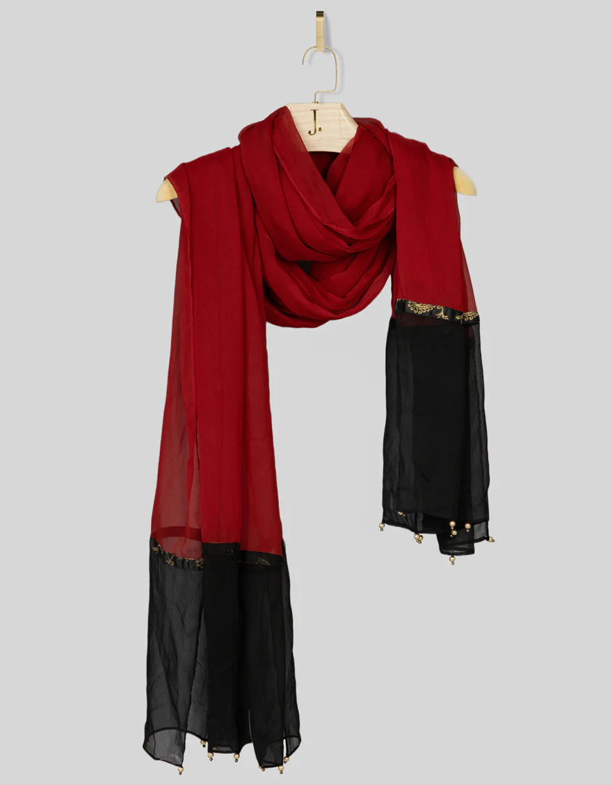 MAROON CHIFFON DUPATTA | JLDP-US-22-087 FB/FF-002