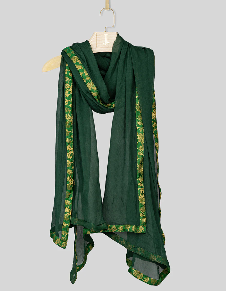 GREEN CHIFFON DUPATTA | JLDP-US-22-101 FB/FF-002