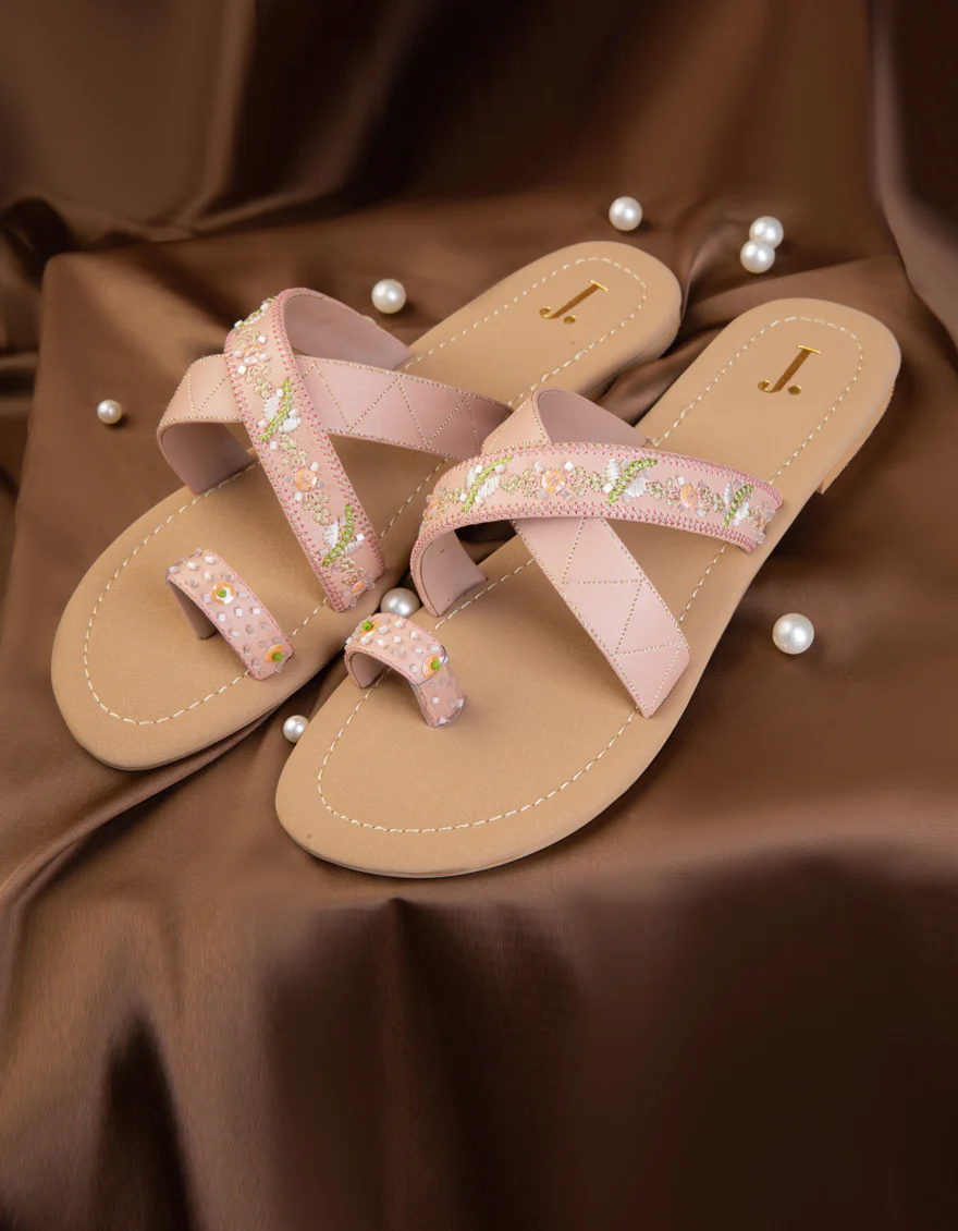 PINK SUEDE CHAPPAL | JLFWC-25-1287 FB/PASTEL KOLHAPURI
