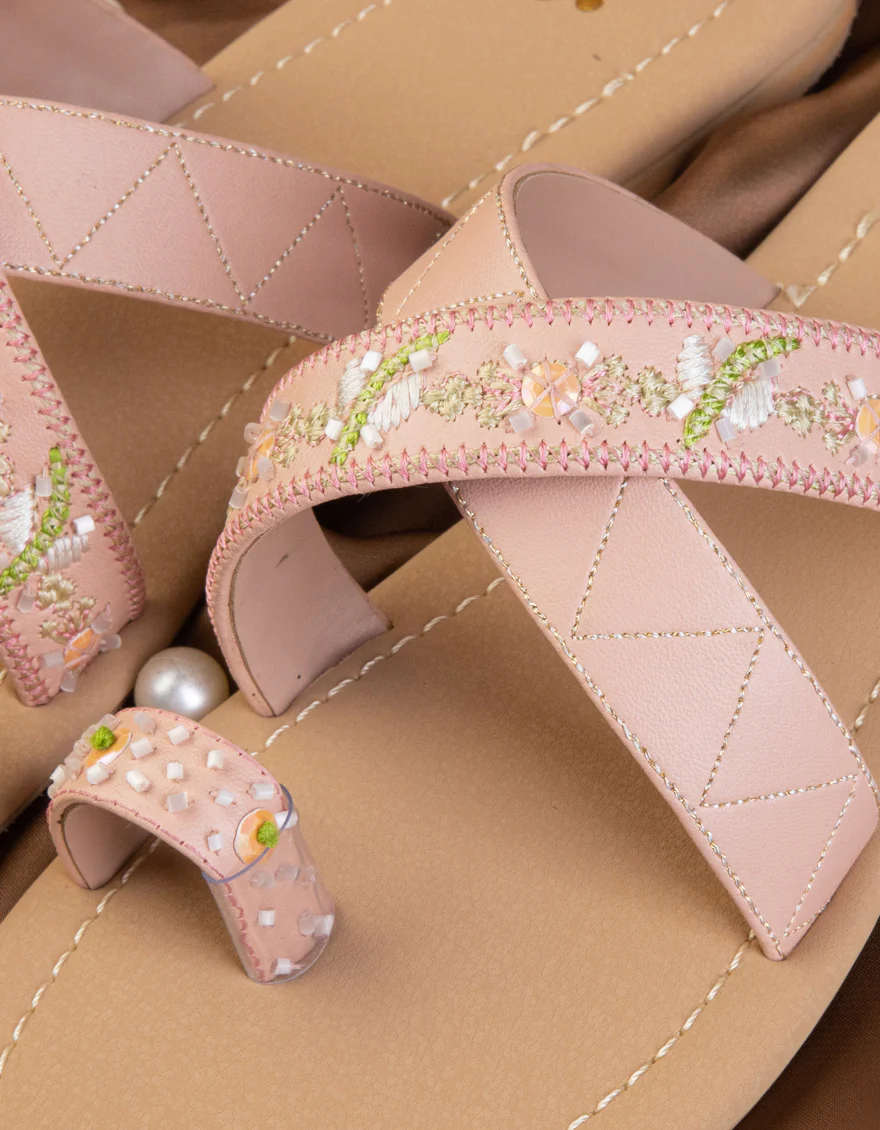 PINK SUEDE CHAPPAL | JLFWC-25-1287 FB/PASTEL KOLHAPURI - Image 2