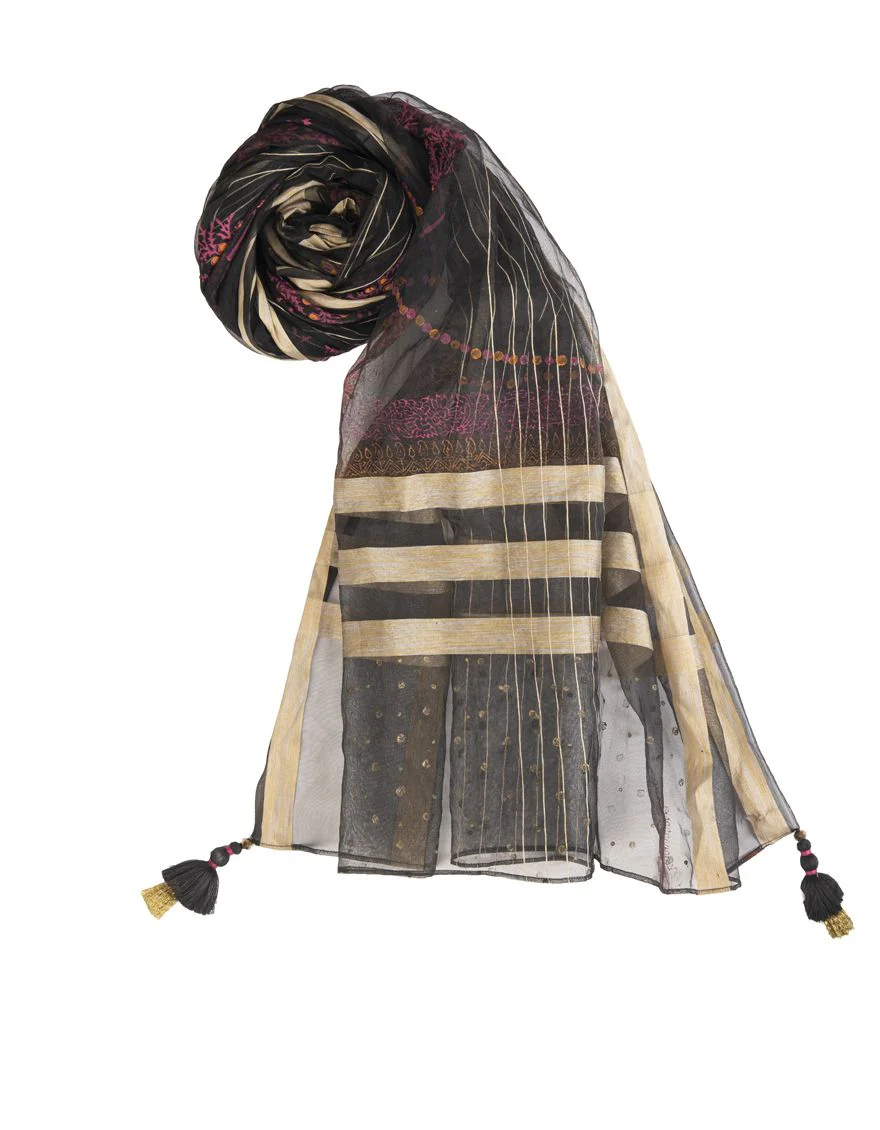 BLACK KHADDI STOLE | JLST-W-STL-US-21-2670 FB/AGATE