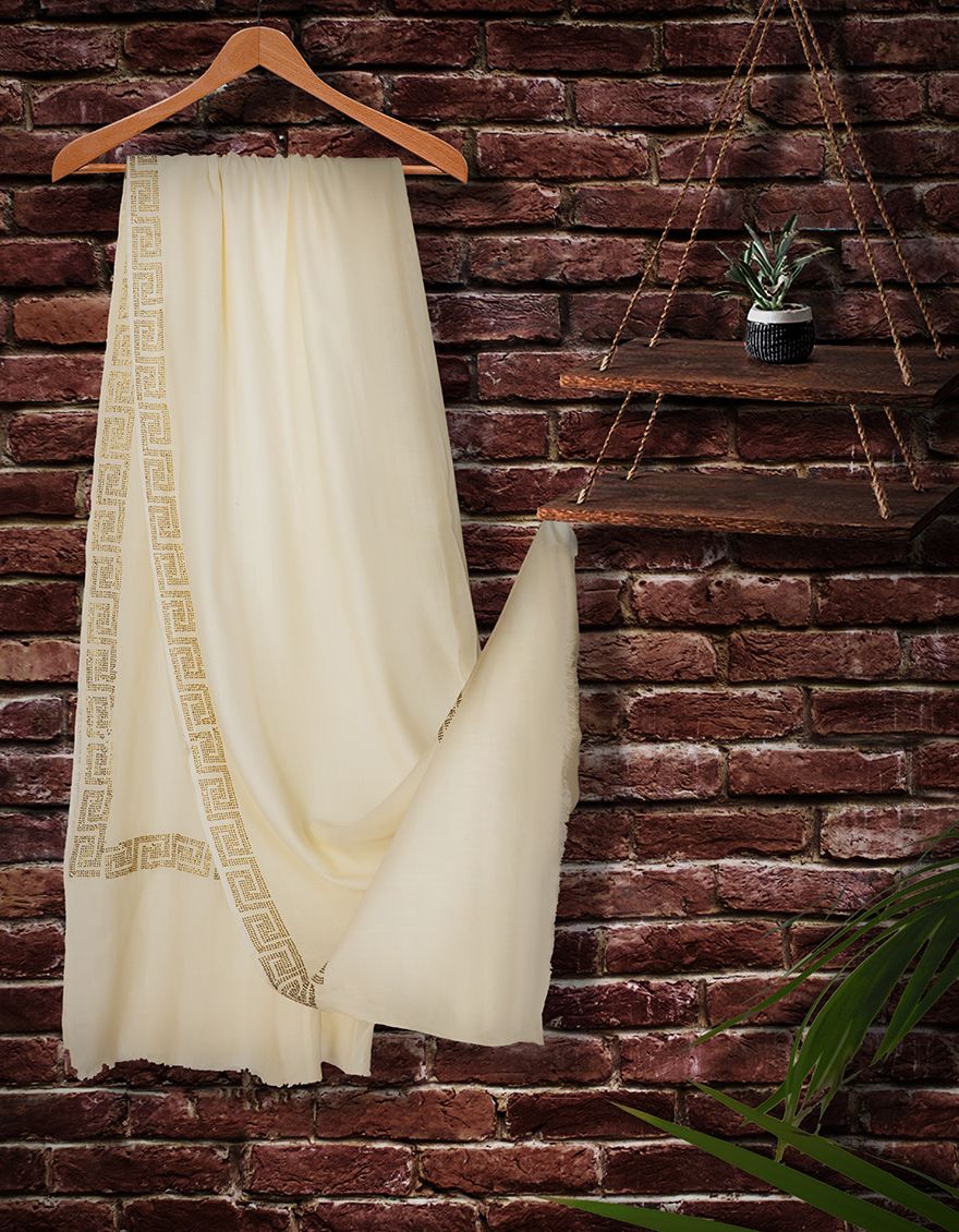 WHITE SHAWL | JSH-SHW-US-21-0021 FB/GOLD STUD SHWAL-WHT