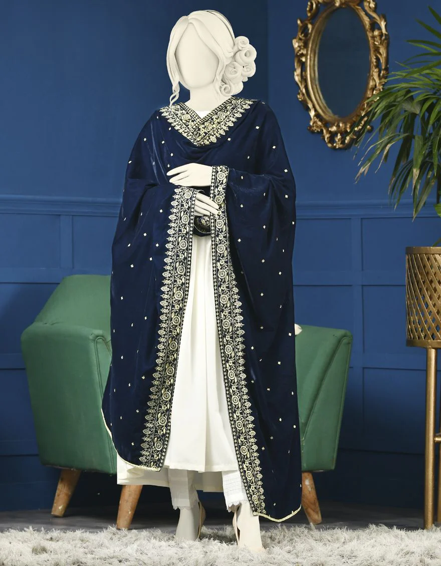 BLUE VELVET SHAWL | JSH-SHW-US-21-228 FB/FF-328