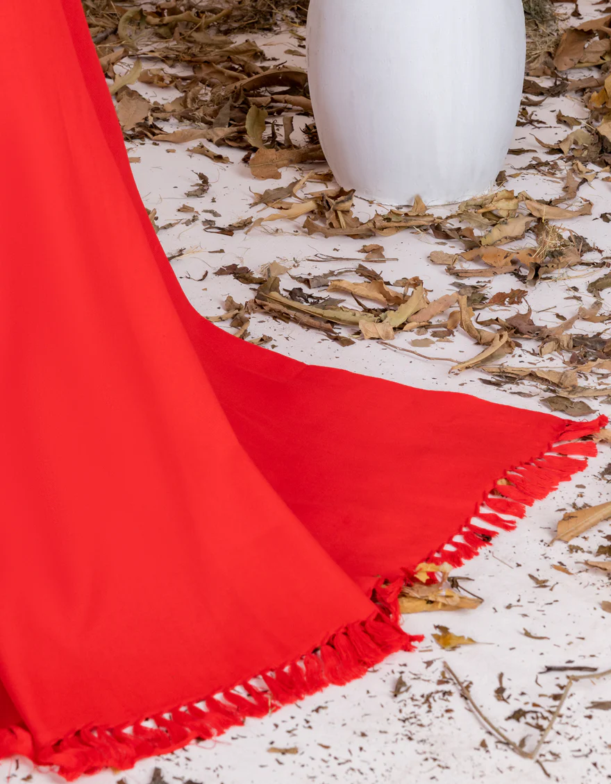 RED SHAWL | JSH-SHW-US-22-071 FB/ACRYLIC PLAIN