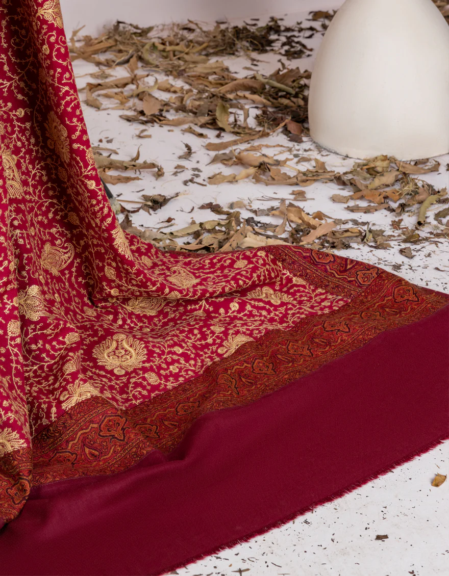 RED JAMAWAR SHAWL | JSH-SHW-US-22-071 FB/JAMAWAR PATCH WORK PATTA JALL