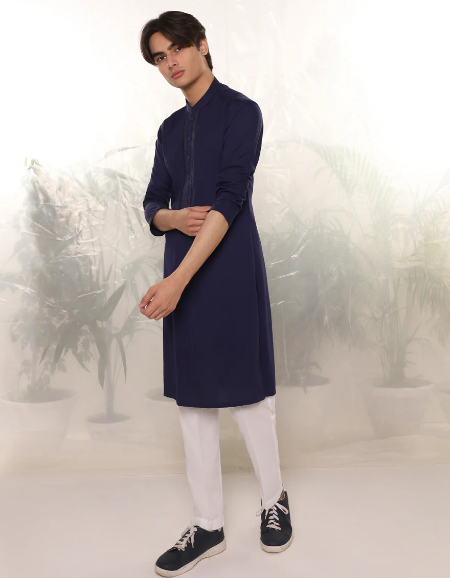 BLUE BLENDED KURTA | JTK-A-34766/S24/JJ9419-FL