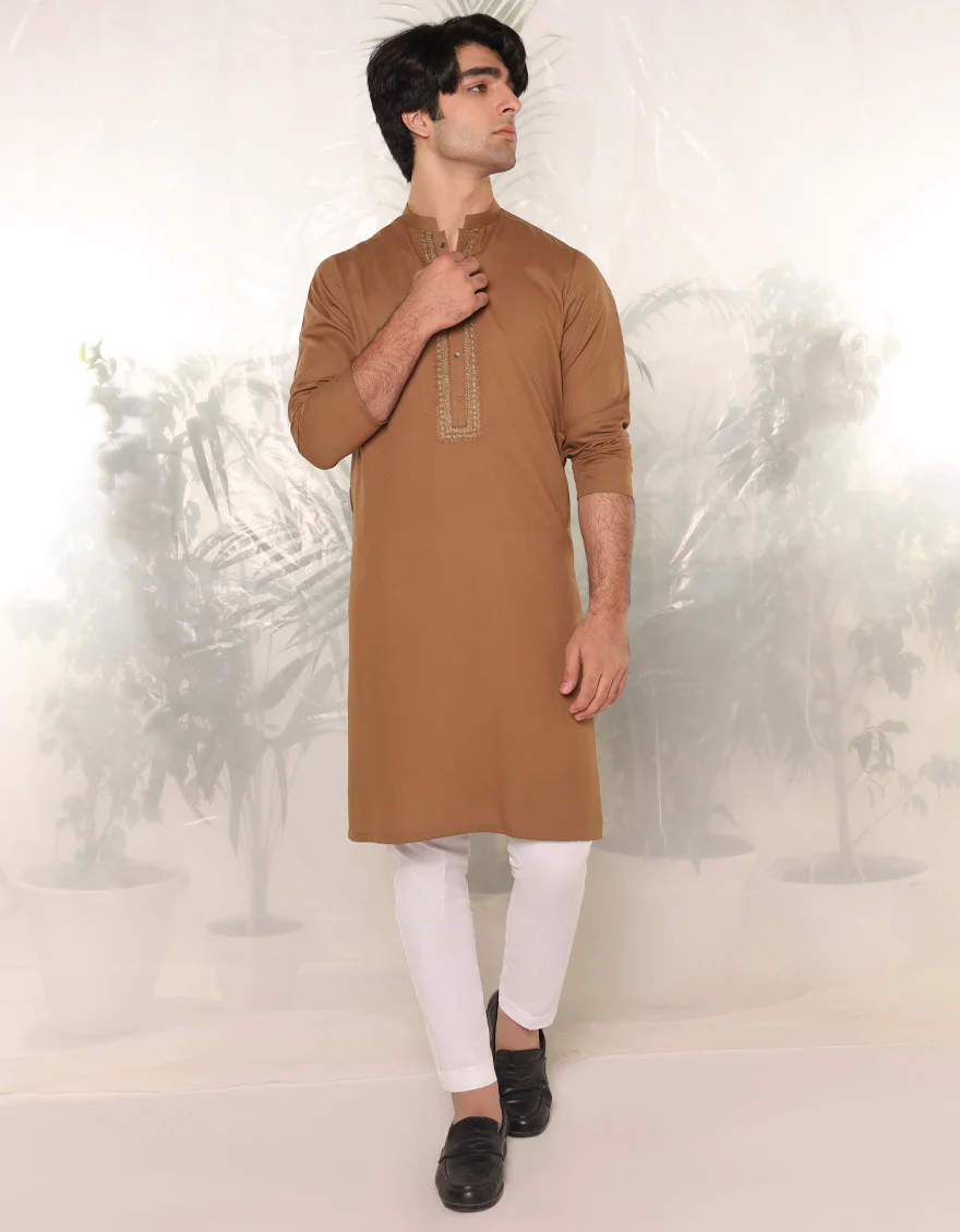 BROWN BLENDED KURTA | JTK-A-34767/S24/JJ9419-FL