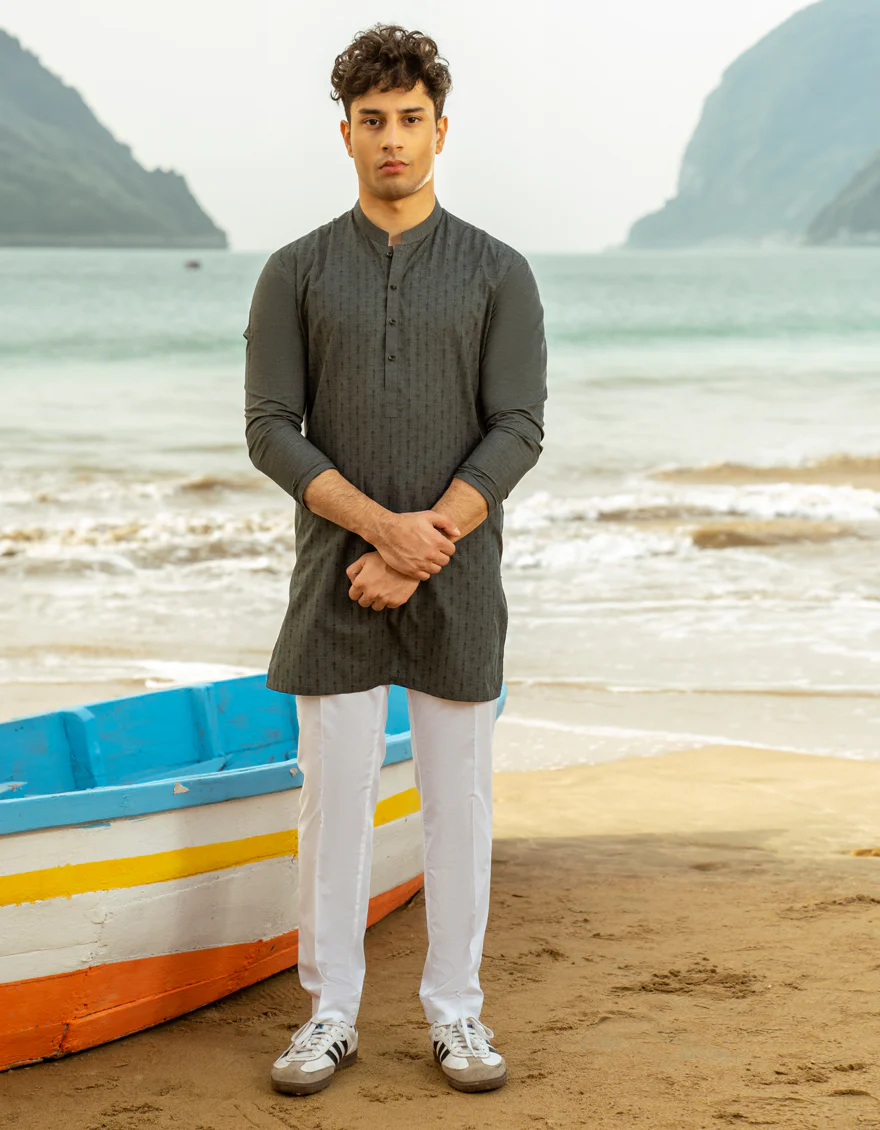 GREY BLENDED KURTA | JTK-A-34979/S25/JJ9349-CL