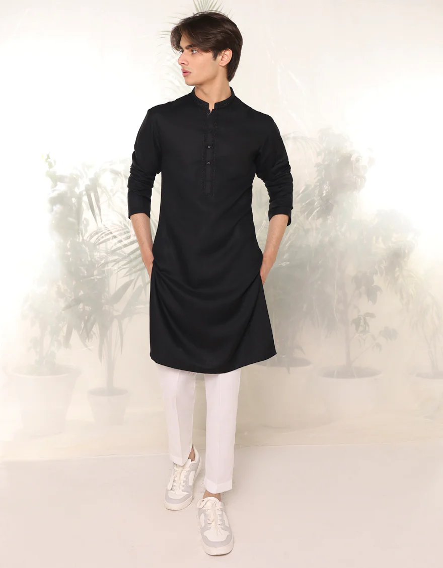 BLACK BLENDED KURTA | JTK-A-46381/S24/JJ9236-SF