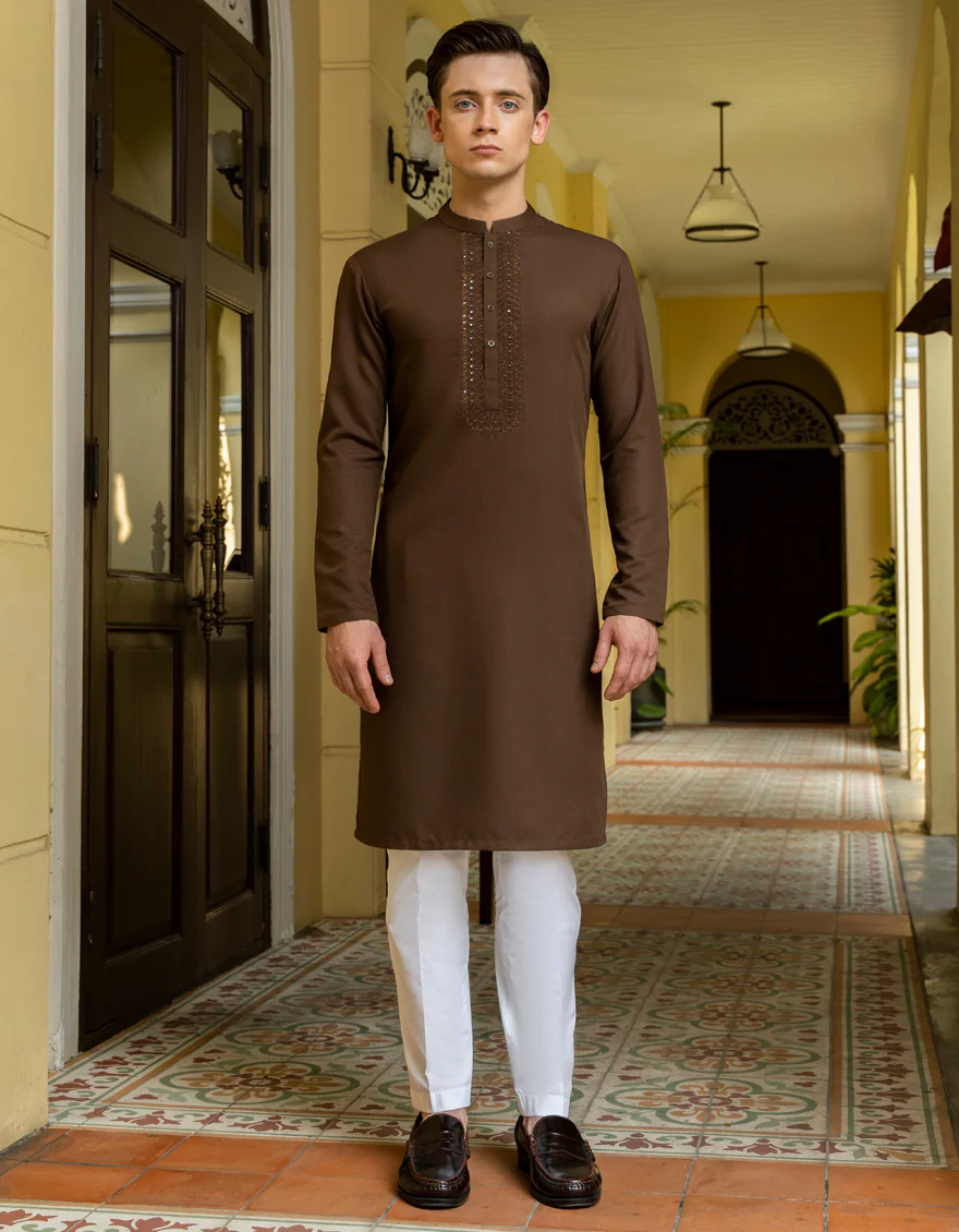 MEHNDI BROWN BLENDED KURTA | JTK-A-US-38698/S23/JJ8632-FL