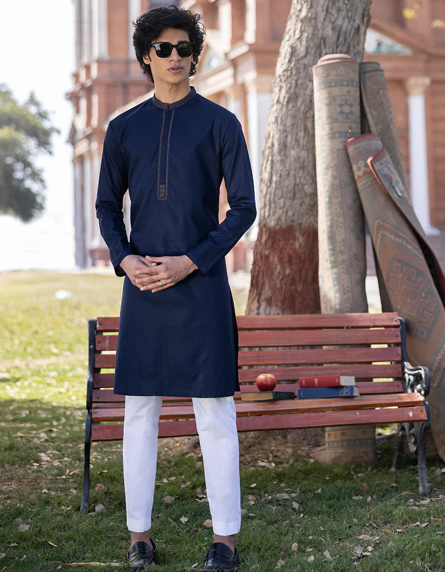 DARK BLUE COTTON KURTA | JTK-A-US-38742/S23/JJ8125-SF