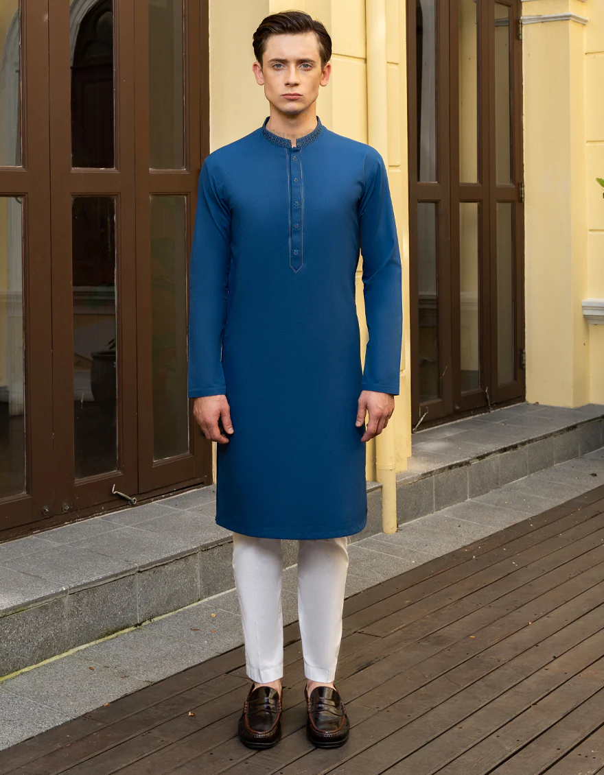 DARK BLUE BLENDED KURTA | JTK-A-US-46024/S23/JJ8389-FL