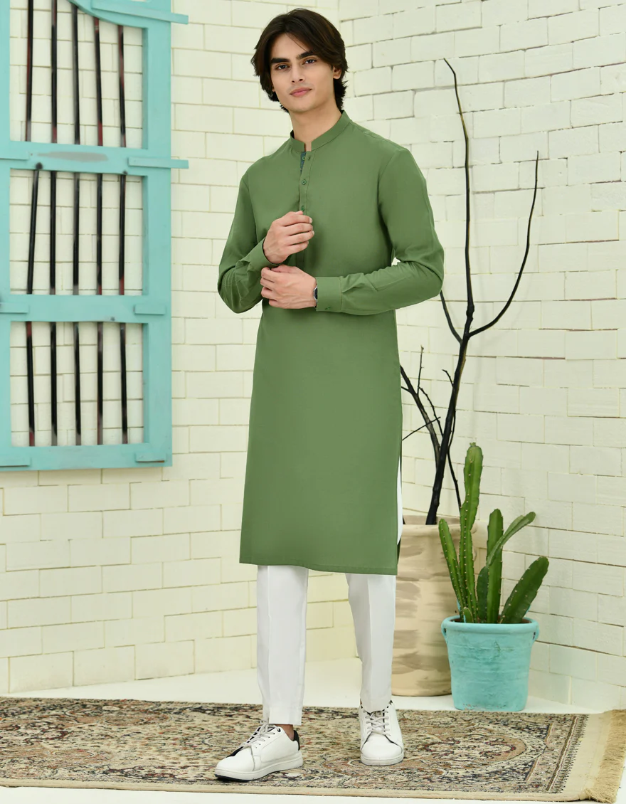 GREEN COTTON KURTA | JTK-S-34711/S24/JJ3239-PN