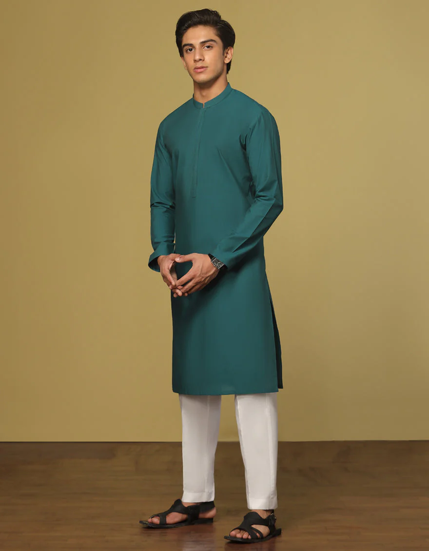 TEAL CVC KURTA | JTK-S-US-41153/S22/JJ7637-CL