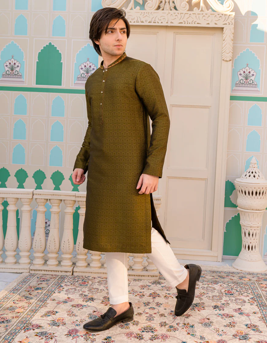 DARK GREEN KURTA | JTK-SP-US-44240/A23/JJ8444-FL