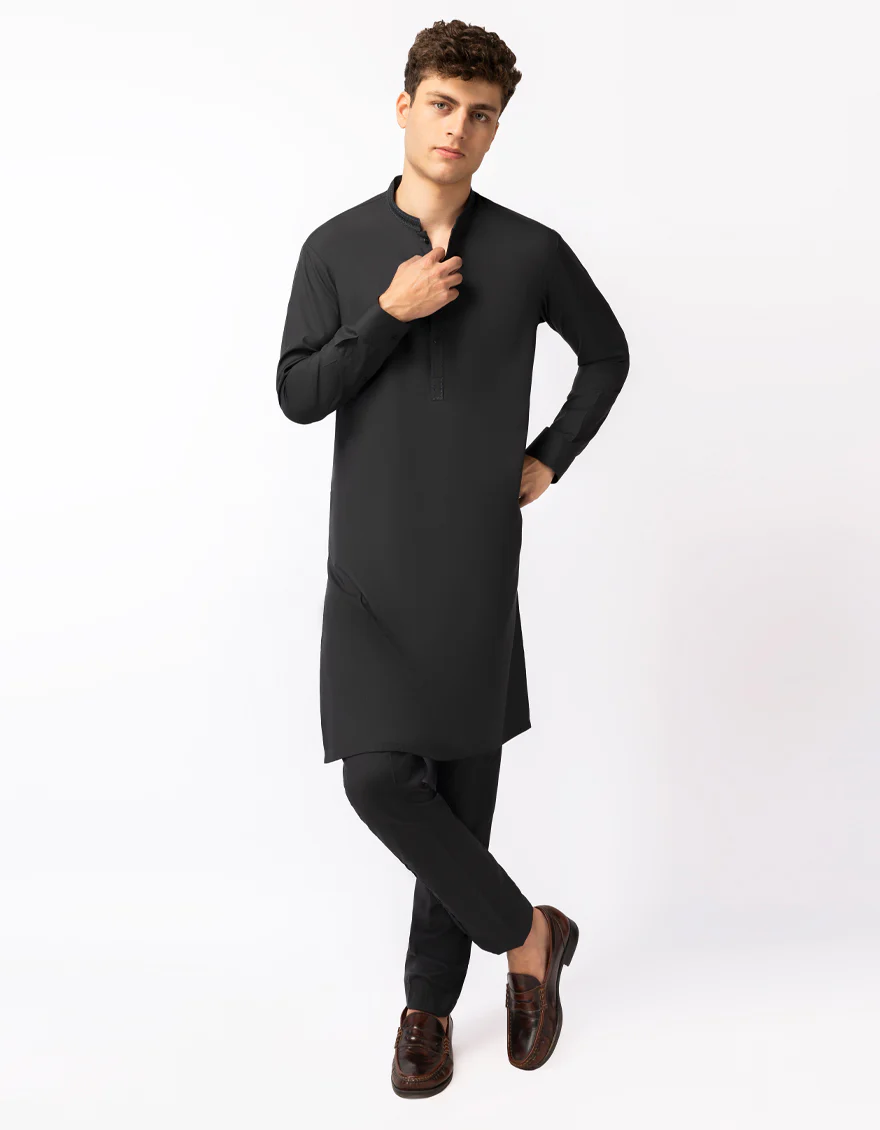 BLACKISH GREY BLENDED KURTA TROUSERS | JTKP-A-42021/S25/JJ9825-SF
