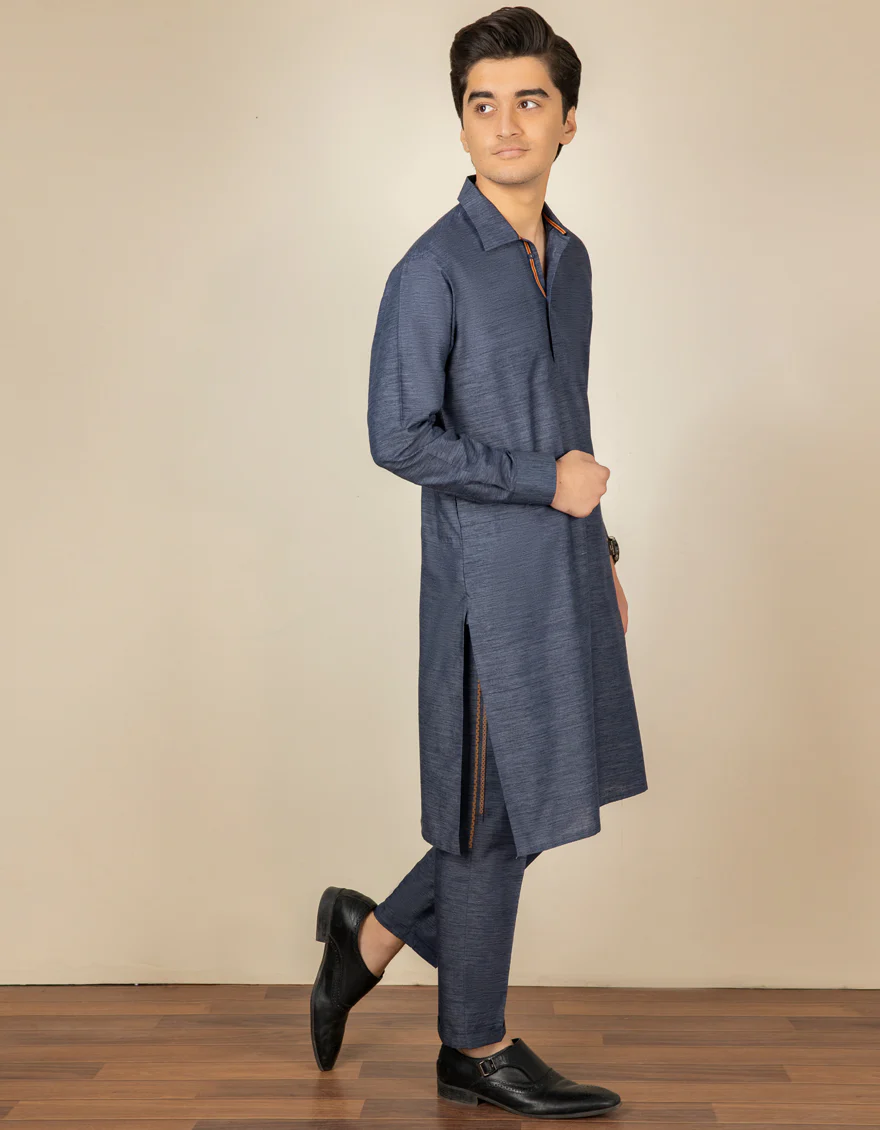 TEEN BLUE BLENDED KURTA TROUSERS | JTKP-S-US-38469/S22/JJ7620-CL
