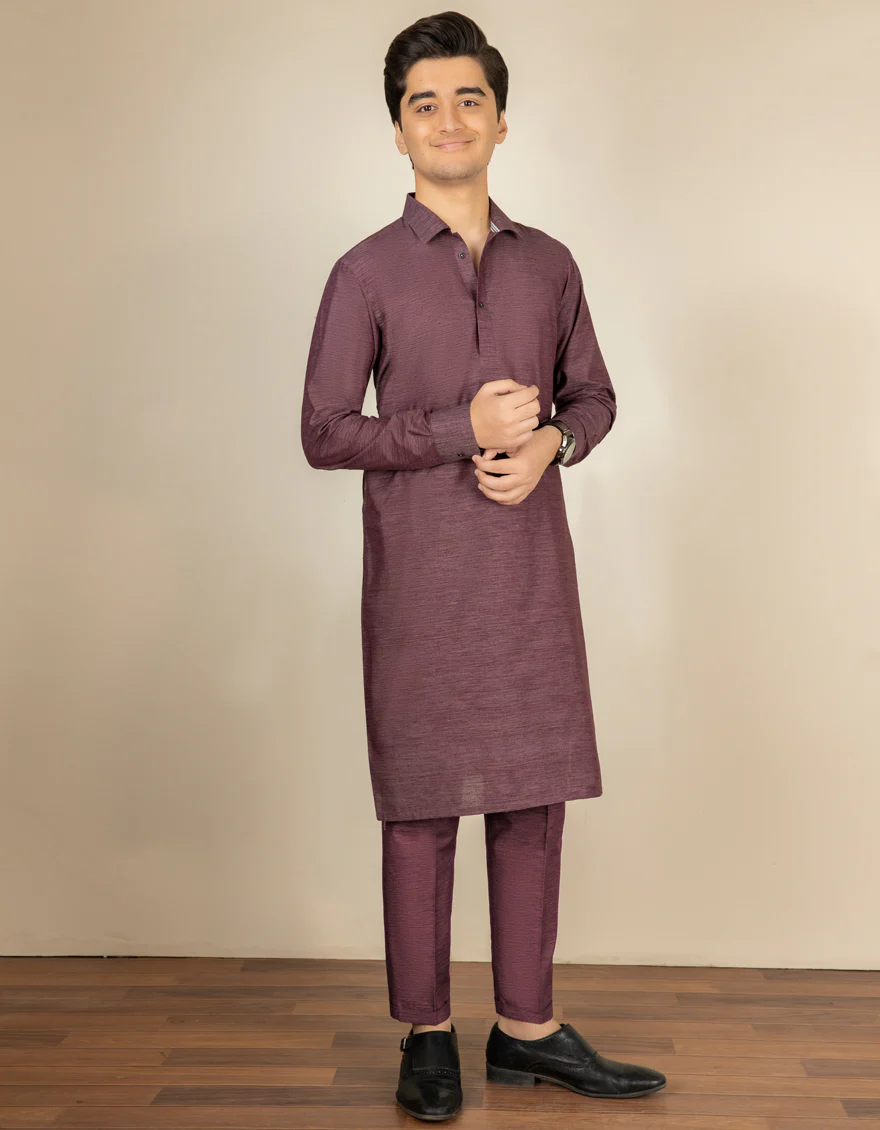 DARK PURPLE BLENDED KURTA TROUSERS | JTKP-S-US-38471/S22/JJ7620-CL