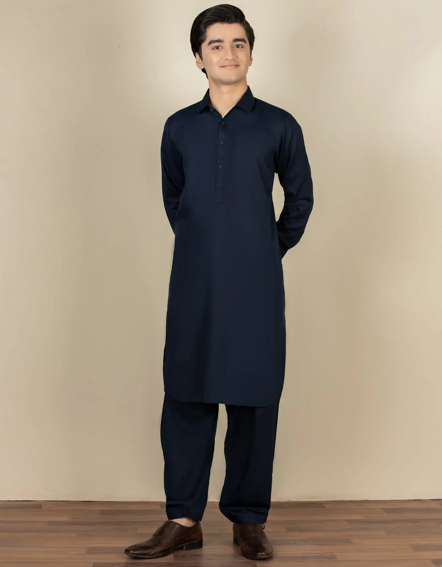 BLUE BLENDED KAMEEZ SHALWAR | JTKS-A-40198-R10-AP/S24/JJ9250-PN