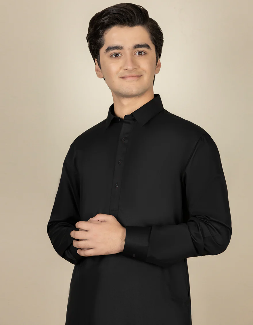 BLACK BLENDED KAMEEZ SHALWAR | JTKS-A-40201-R15-AP/S25/JJ9770-PN - Image 2