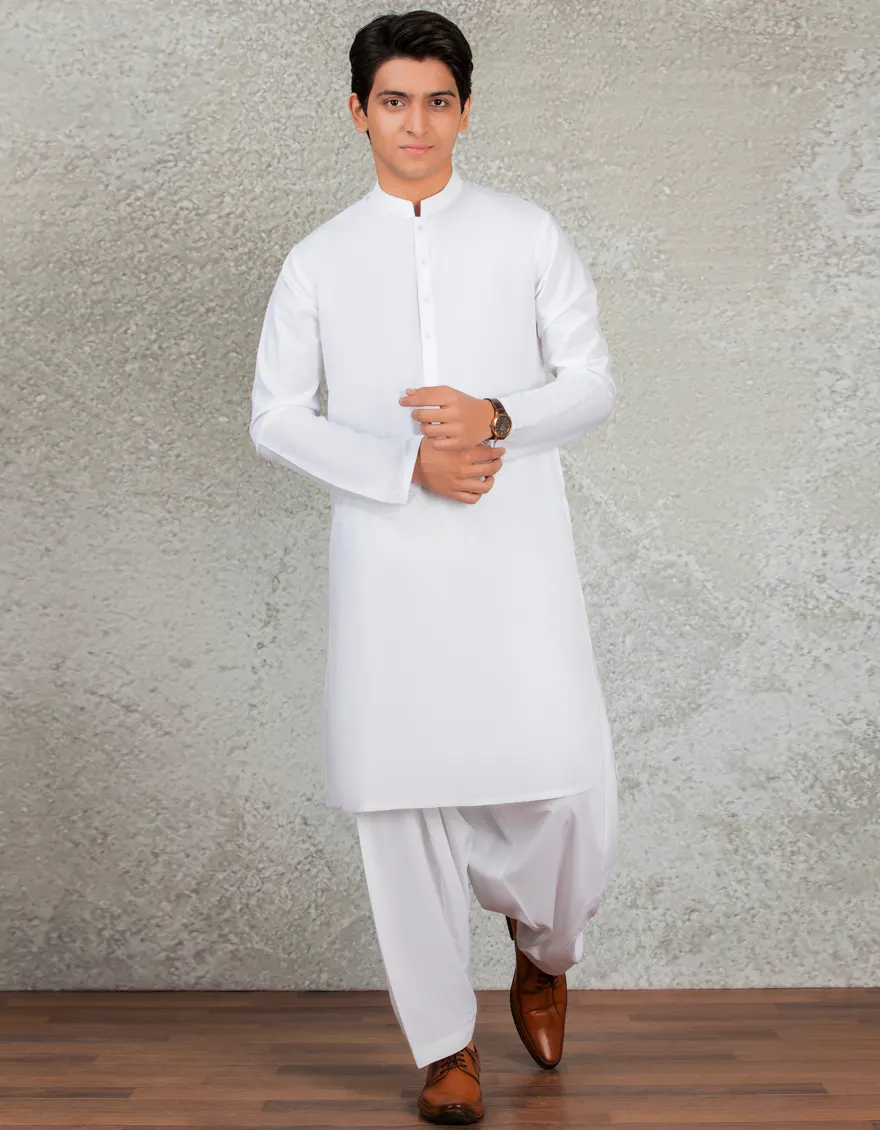 WHITE BLENDED KAMEEZ SHALWAR | JTKS-A-40223-R17-AP/S26/JJ10251-PN