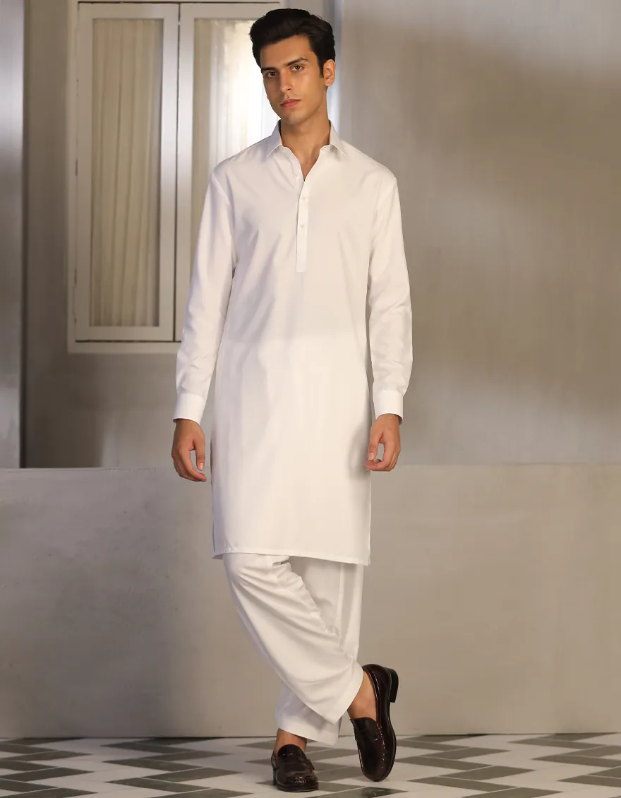 WHITE BLENDED KAMEEZ SHALWAR | JTKS-A-40224-R10-AP/S24/JJ9251-PN