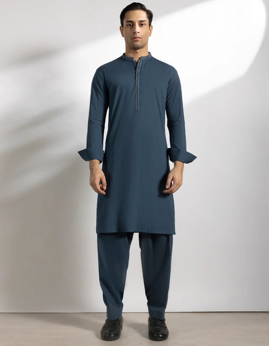 DENIM BLUE BLENDED KAMEEZ SHALWAR | JTKS-A-46742/S25/JJ9863-SF