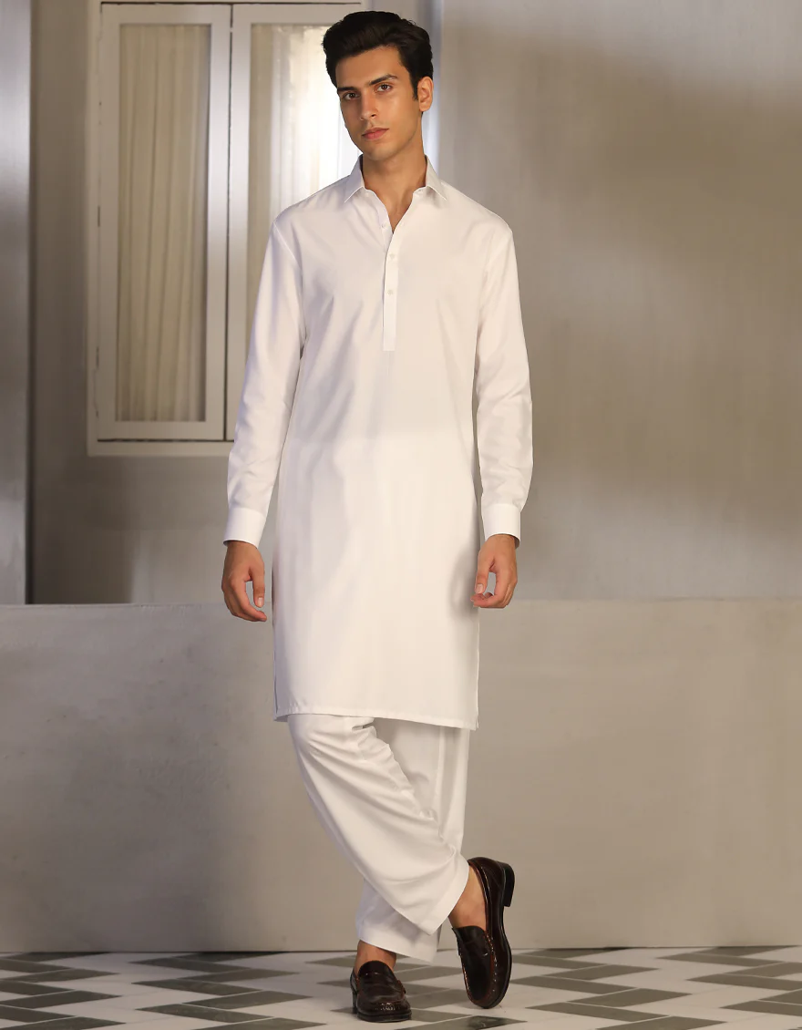 WHITE COTTON KAMEEZ SHALWAR | JTKS-A-US-40224-R5-AP/S23/JJ8732-PN - Image 4