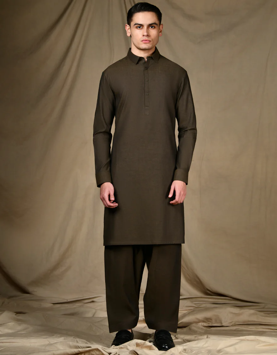 MUD BROWN COTTON KAMEEZ SHALWAR | JTKS-S-34651/S24/JJ8949-CL