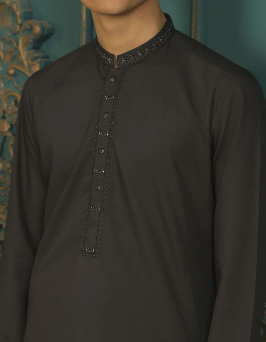 DARK GREY KAMEEZ SHALWAR | JTKS-S-US-39285/S22/JJ7682-SF - Image 2