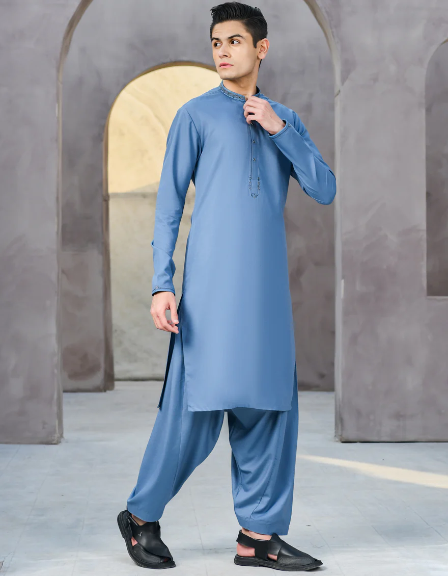 GREYISH BLUE BLENDED KAMEEZ SHALWAR | JTKS-S-US-39321/S22/JJ7400-FL