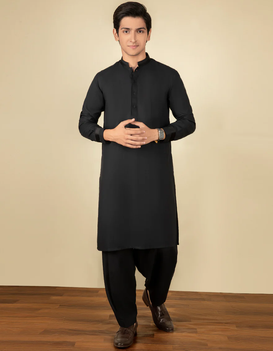 BLACK BLENDED KAMEEZ SHALWAR | JTKS-S-US-40266/S22/JJ8151-PN