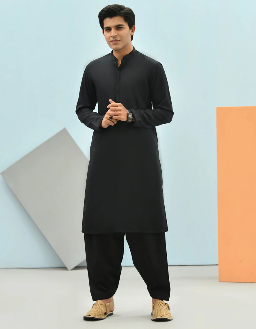BLACK BLENDED KAMEEZ SHALWAR | JTKS-US-45021/A22/JJ8346-CL