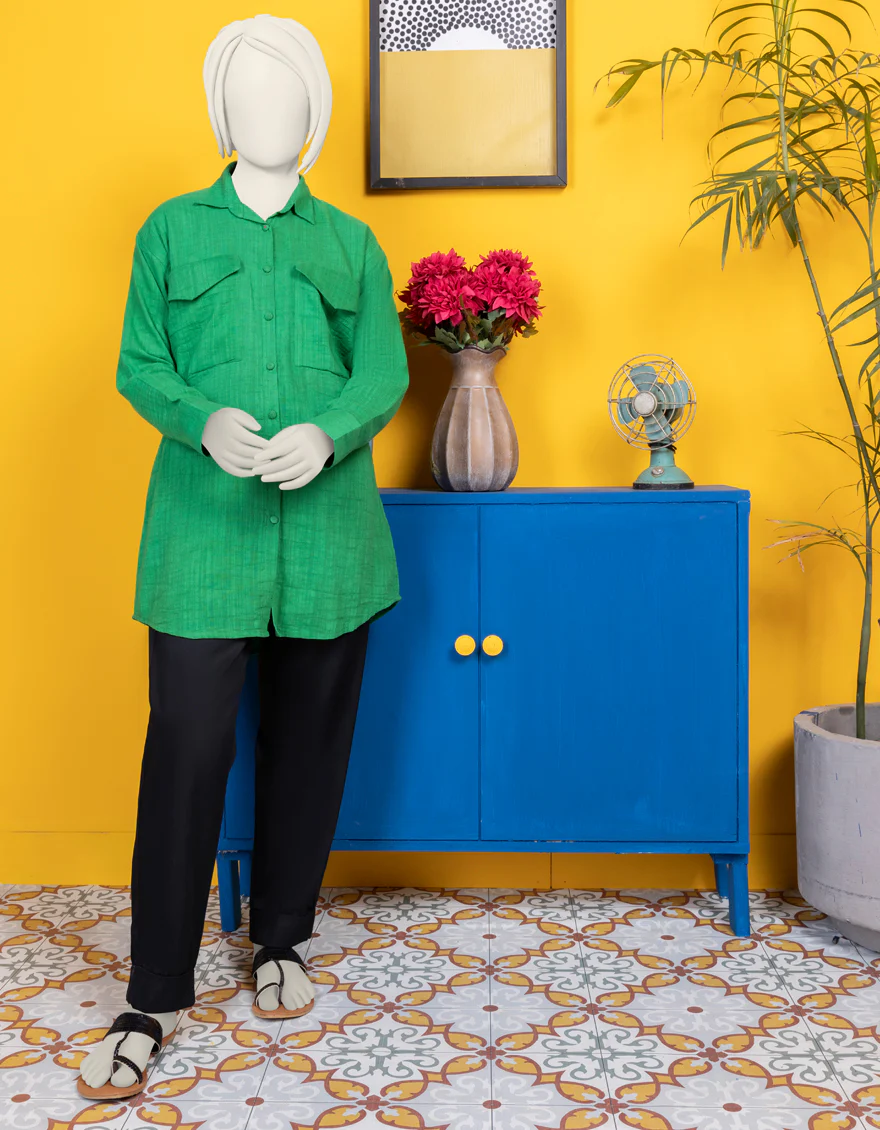 GREEN KHADDAR KURTI | JYGK-S-JWT-24-4011 FB/EEVERYDAY-2