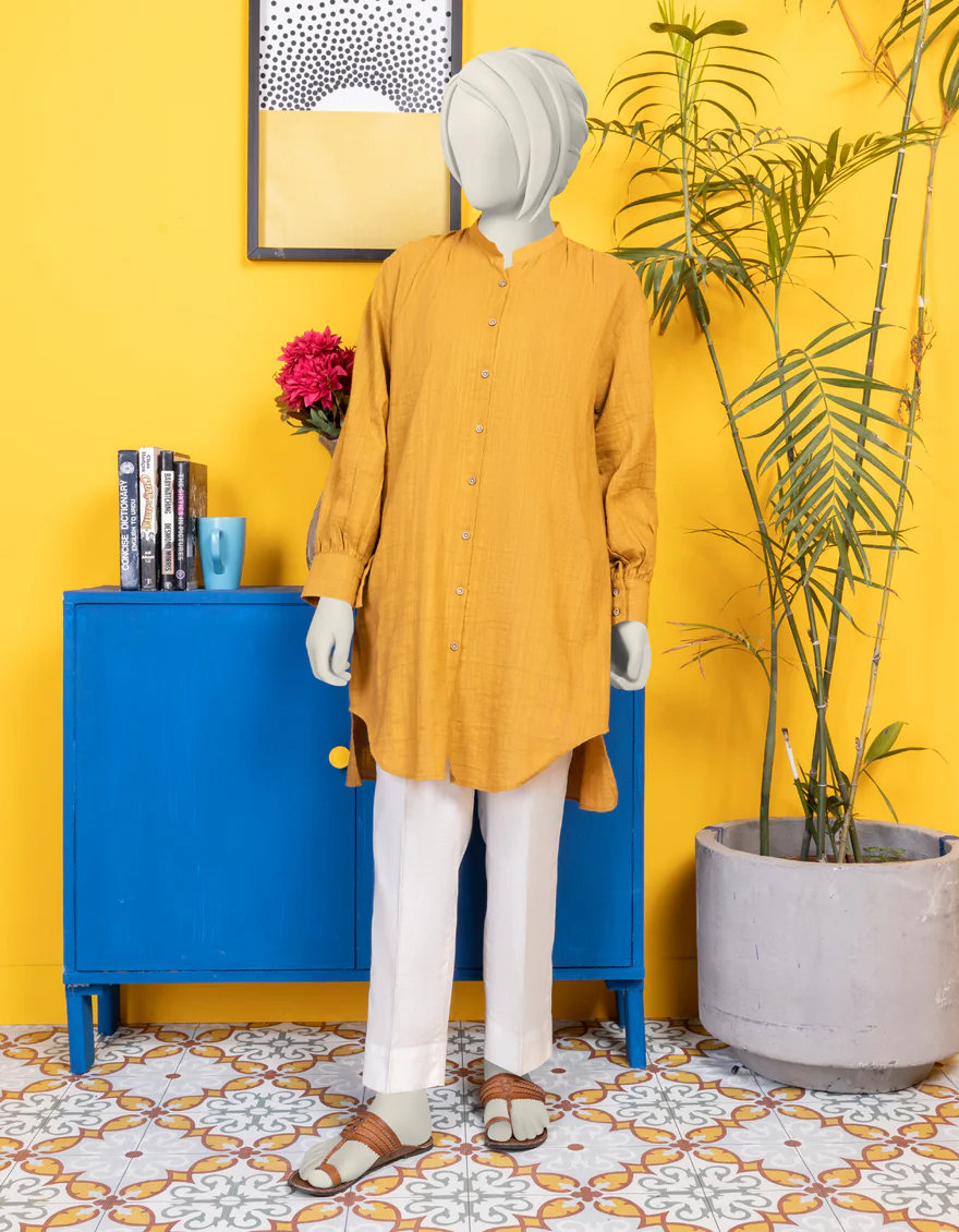 YELLOW KHADDAR KURTI | JYGK-S-JWT-24-4012 FB/EEVERYDAY-3